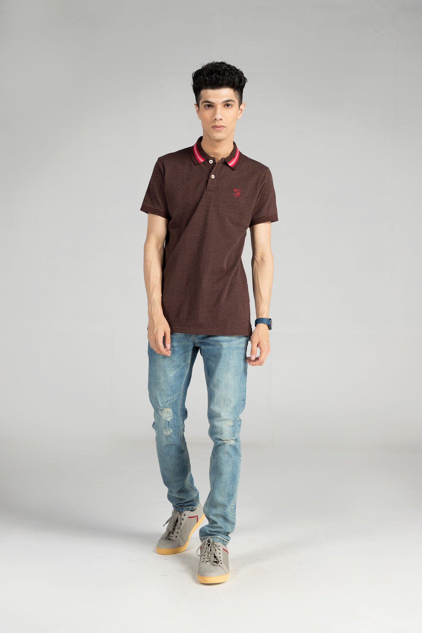Dotted Chocolate Polo