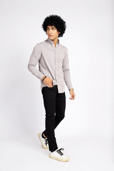 Slim Fit Mini Checkered Casual Shirt