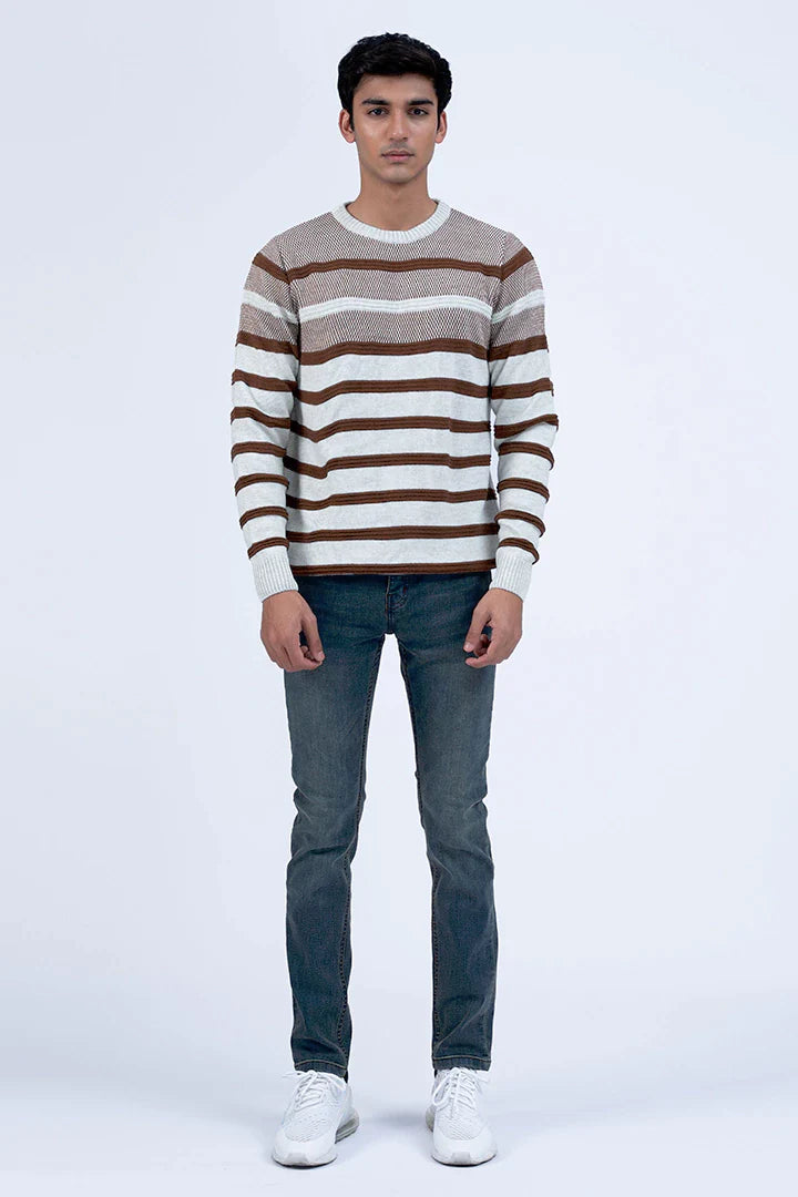 MENS ROUND NECK SWEATER CHAMPAGNE COAST