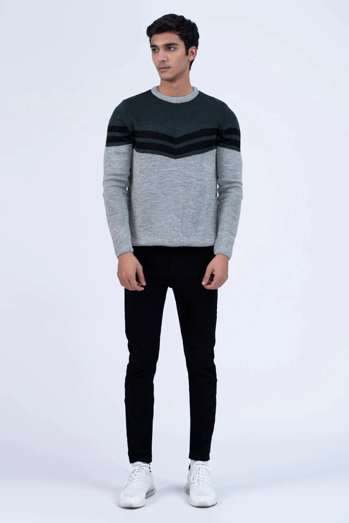 Grey Paneled Sweater