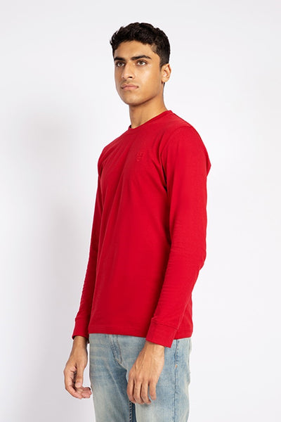 Red Full Sleeves Round Neck T-Shirt