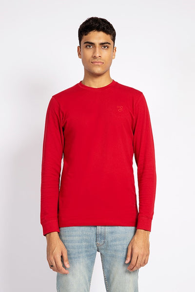 Red Full Sleeves Round Neck T-Shirt