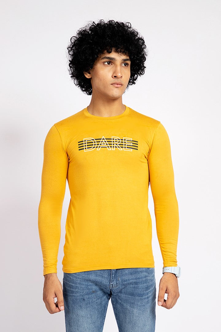 Mustard Full Sleeve Dare T-Shirt
