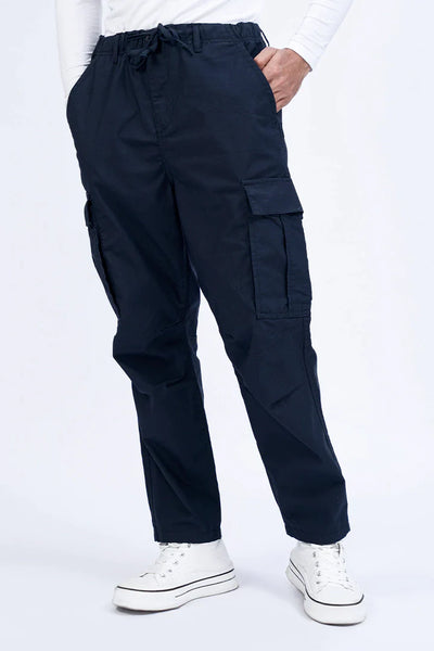Navy Relax Fit Cargo Trousers