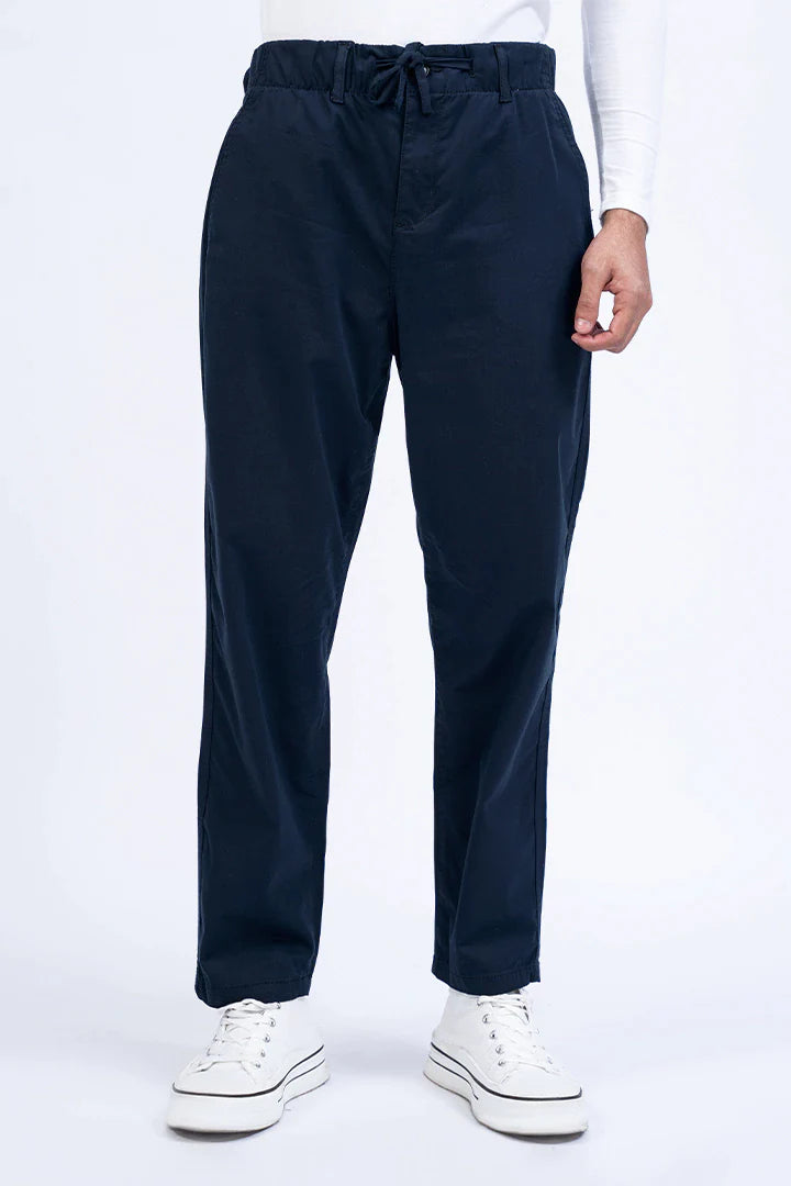 Navy Relax Fit Woven Jogger Pants