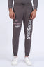 Grey Slim Fit Scripted Trousers