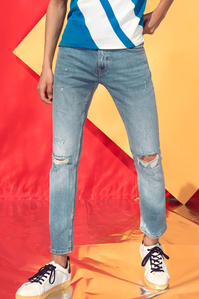 Ripped Faded Slim Fit Jeans